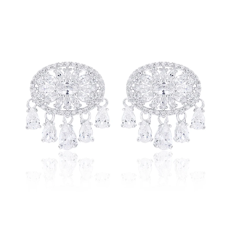 Janekelly Новые Модные Простые геометрические Роза циркония кисточкой серьги для