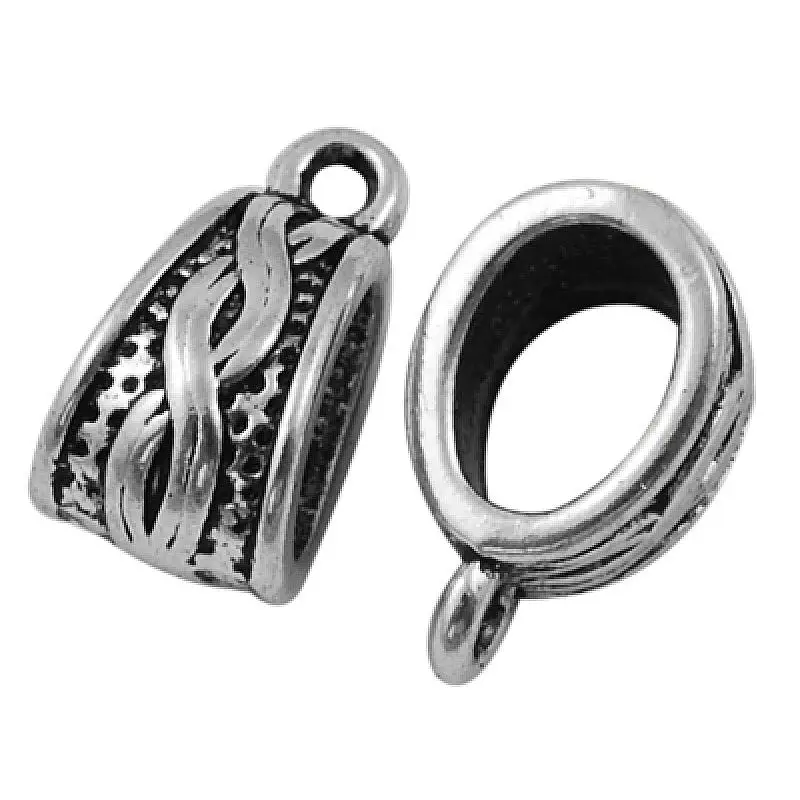 20Pcs Tibetan Style Hanger Links Antique Silver Color Bail Beads about 14x7.5mm 9mm thick hole: 1.5mm | Украшения и аксессуары
