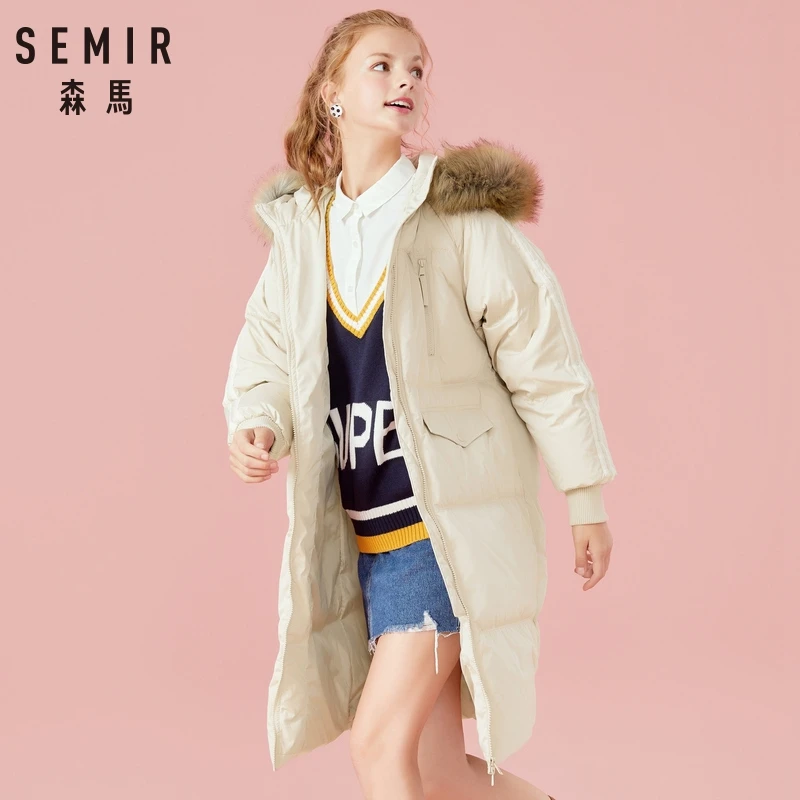 SEMIR зимняя куртка для женщин парка с длинным капюшоном зимы Женская Стеганая