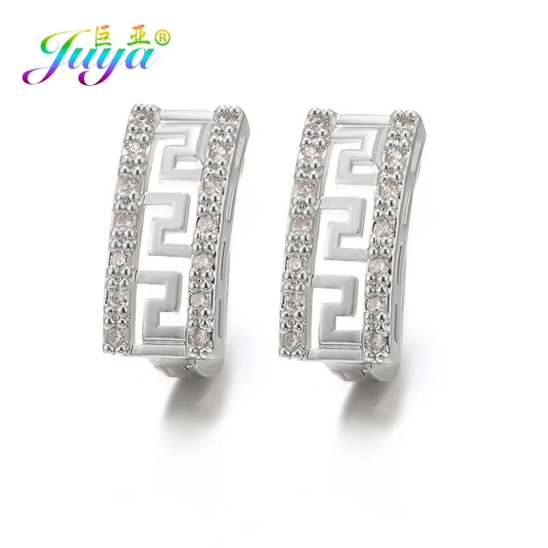 White Gold Juya Leverback ухо проволока вечерние ювелирные принадлежности для сережек для женщин рождественские роскошные маленькие серьги-кольца - Окраска металла: White Gold