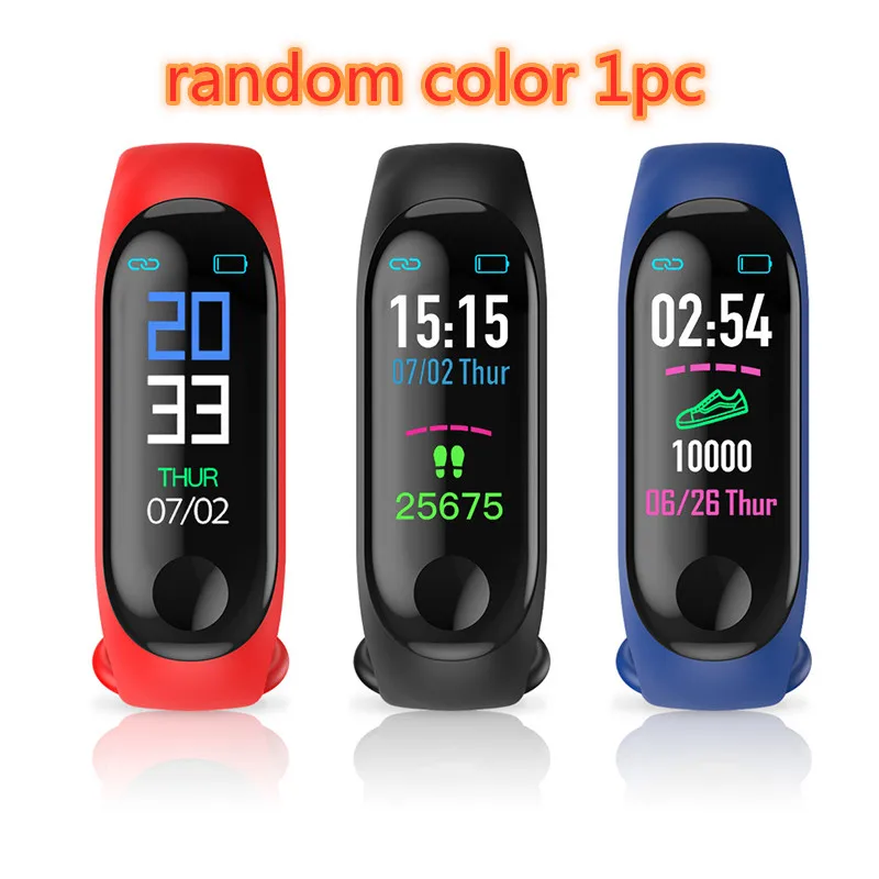 random color 1pc IP67 Смарт часы водонепроницаемый спортивный браслет 15 дней в режиме ожидания OLED сенсорный экран для сердечного ритма трекер для IOS Android APP - Цвет: random color 1pc