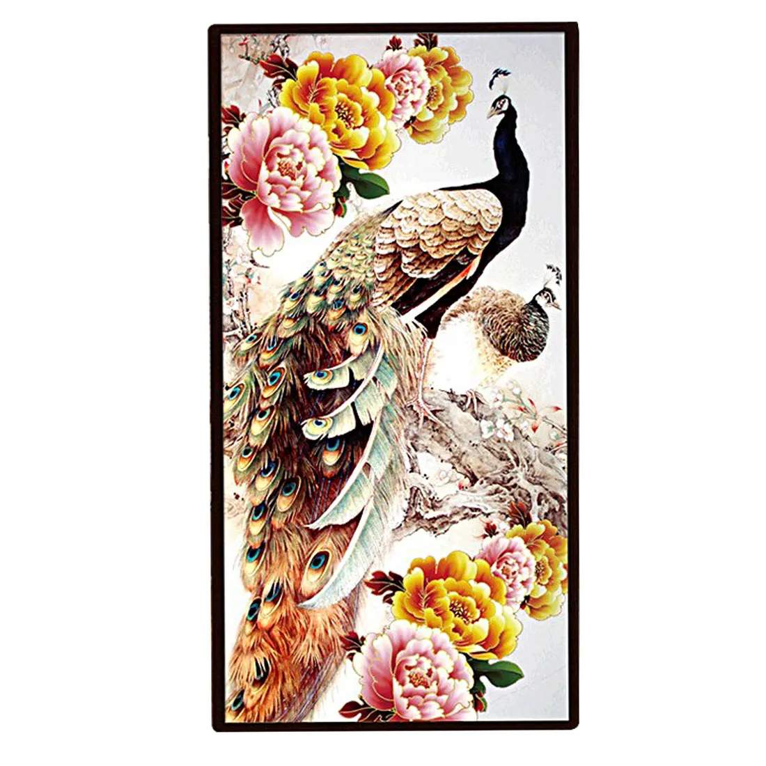 Лучшая 5D круглая алмазная живопись вышивка крестиком пастой для Peacocks 100x50 см | Дом