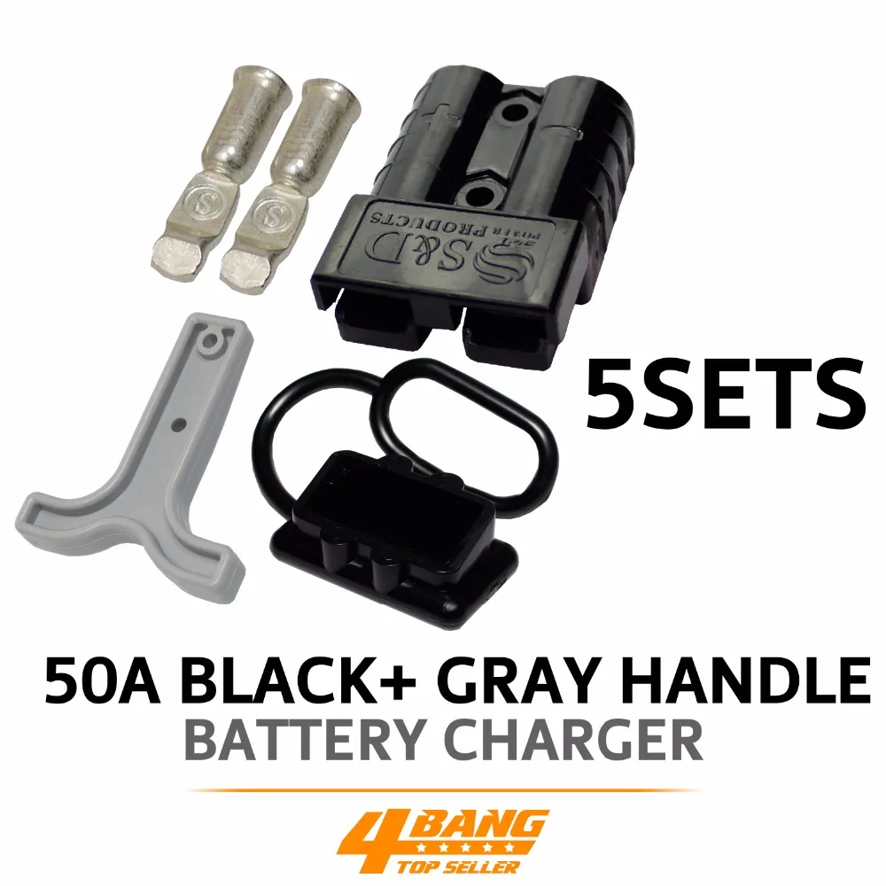 5X Black Battery Power Style Connector Plug 50 Amp Gray T-bar Handles Dust Cover Caps | Автомобили и мотоциклы