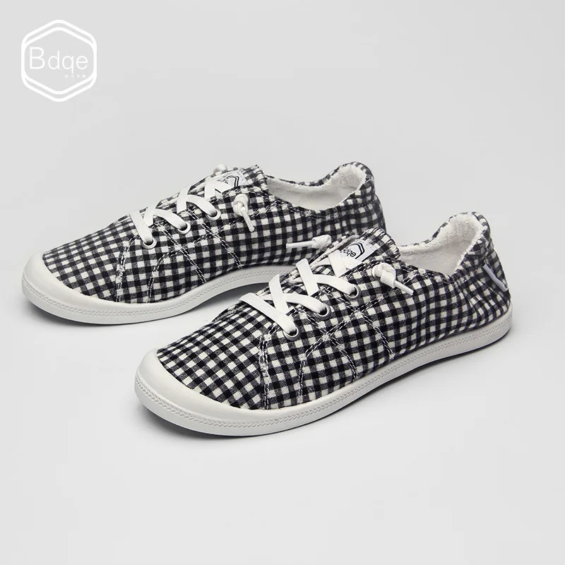 BDQE/Новинка 2014 года парусиновая обувь женская повседневная в клетку модная