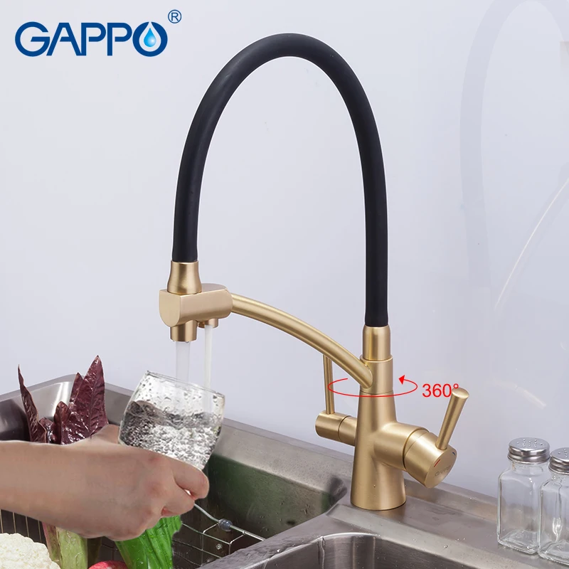 GAPPO кухонный кран с фильтром воды латунный Золотой смеситель кухонная раковина
