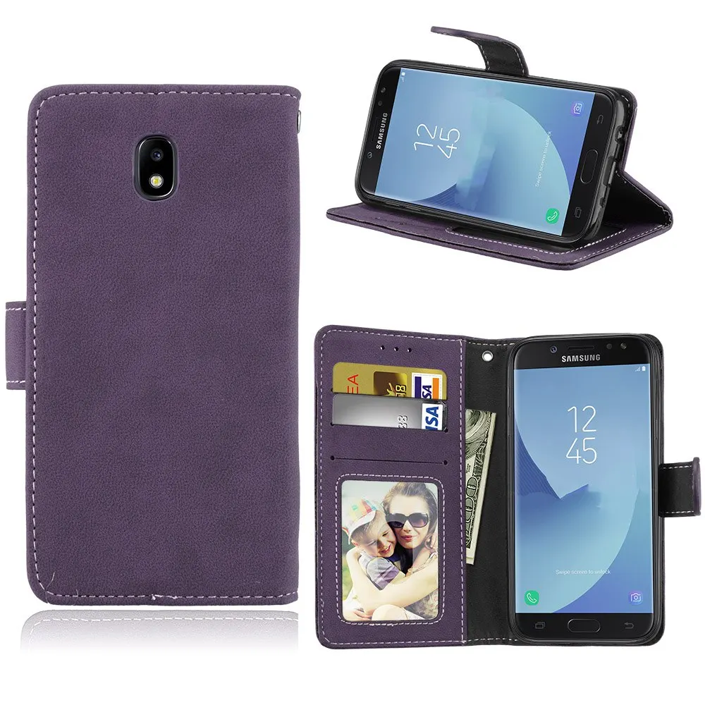 Для Samsung J5 2017 J530F карты случае скраб ПУ Ультра Тонкий ретро бумажник кобура для