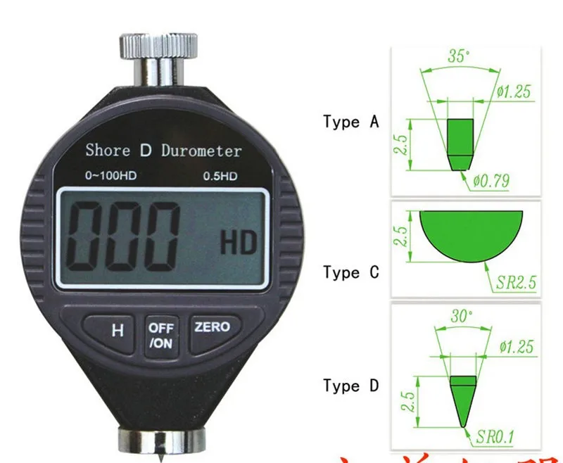 Digital Rubber Hardness Tester Shore Durometer A C D Type Precise Hardmeter LCD Display Meter