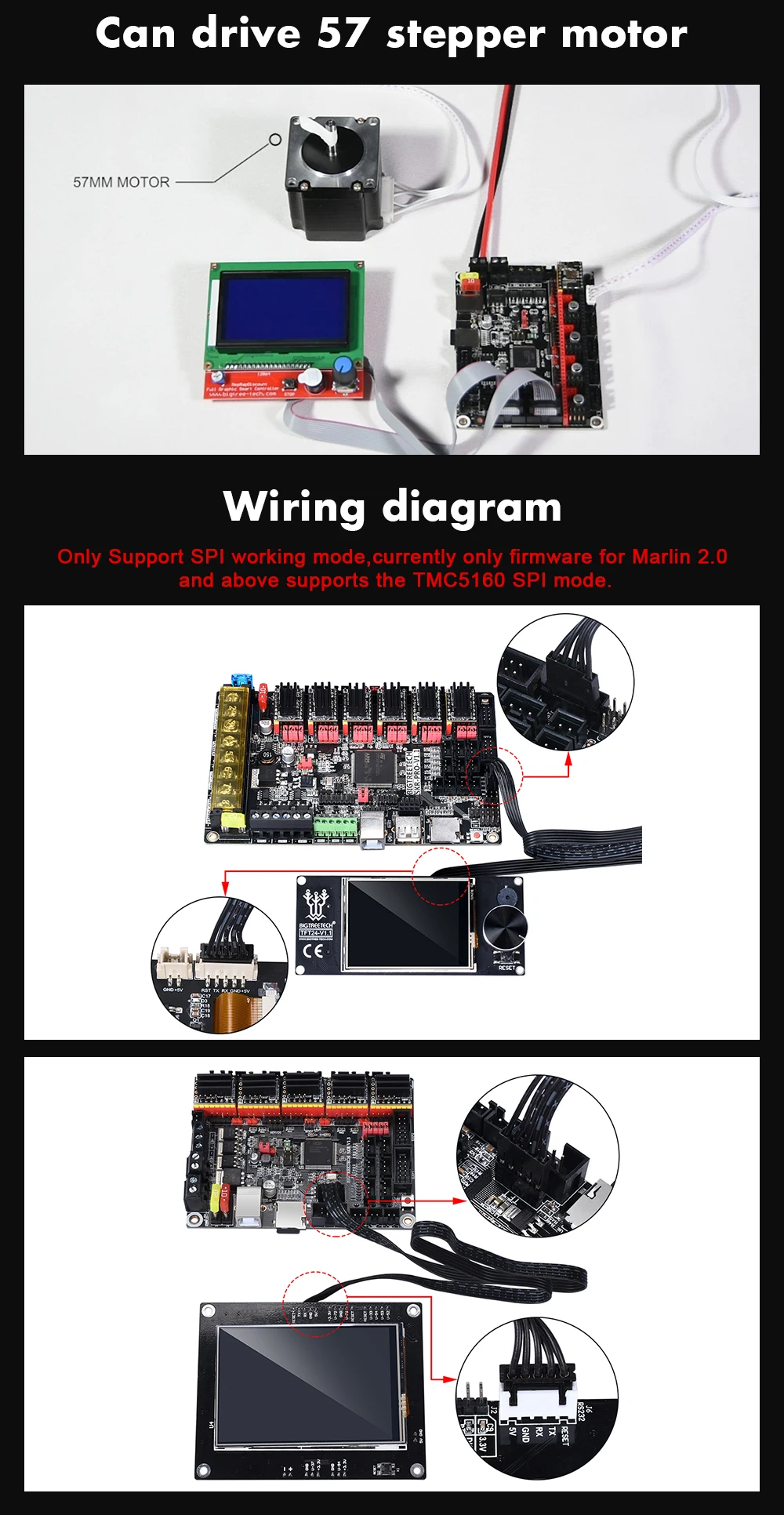 BIGTREETECH TMC5160 V1.2 SPI Драйвер шагового двигателя 6-слойная плата против TMC2208 TMC2209 3D-принтеры Запчасти для Эндер 3/5 СКР V1.3 Pro