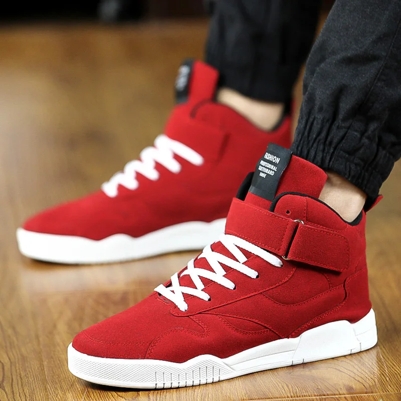 New Men Shoes Trainers Leather Fashion Casual High Top Sport Walking Lace Up Ankle Boots For Red Zapatillas Hombre 20T117 | Обувь