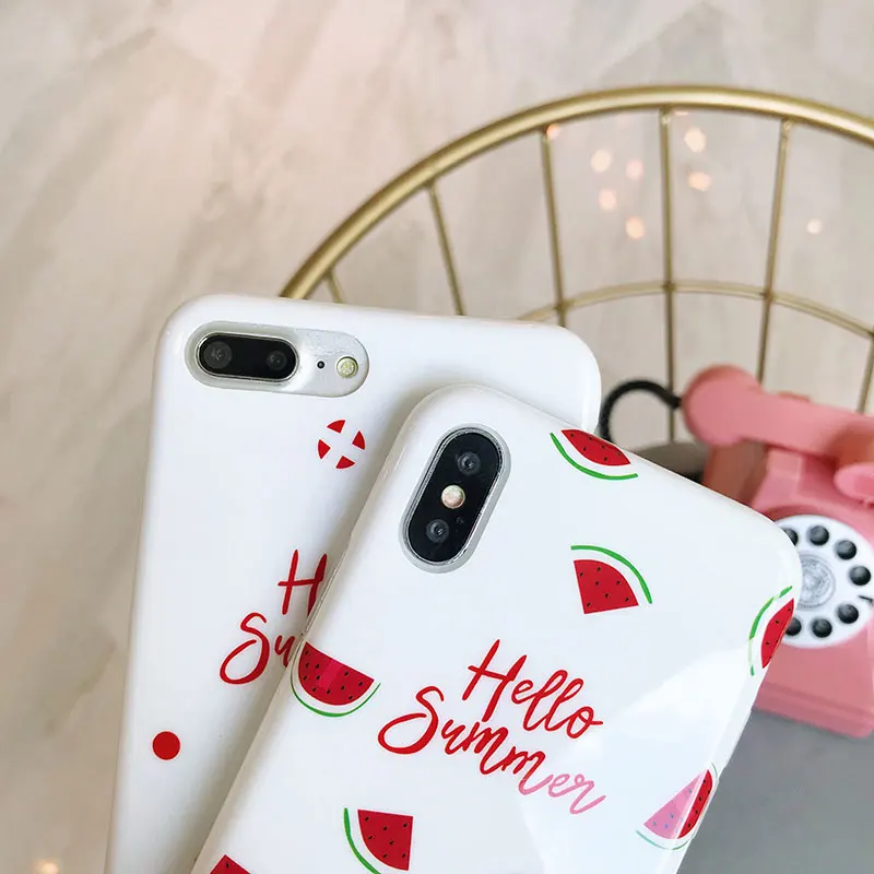 Boucho Fashion Phone Case Back Cover For iphone 6 6s 7 8 Plus 10 Lovely Summer Fruit Watermelon Pattern Cases X Capa |