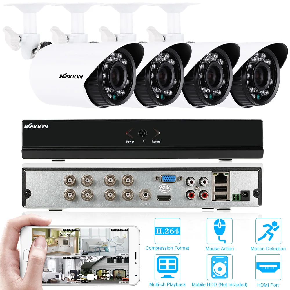 KKmoon 8CH HDMI 960H DVR рекордер 4 шт. 700TVL IR Водонепроницаемая камера видеонаблюдения домашняя система безопасности комплекты видеонаблюдения