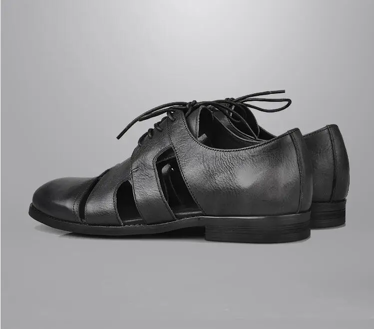 Мужские летние сандалии из натуральной кожи модельные туфли с вырезами обувь