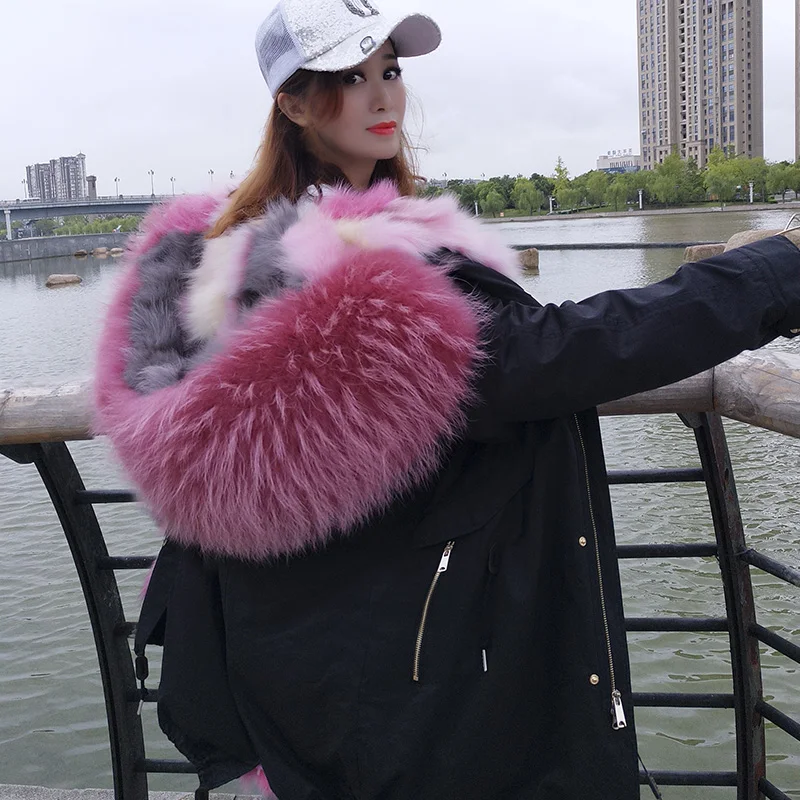 Long Parka Winter Jacket Women Real Fox Fur Coat Big Natural Raccoon Collar Hood Thick Warm Liner Streetwear Luxuty Brand | Женская
