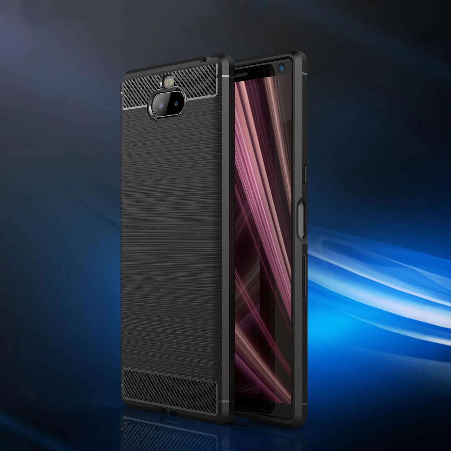 Защитная ТПУ Силиконовая задняя крышка из углеродного волокна для sony Xperia 1 10 XA2 XA1