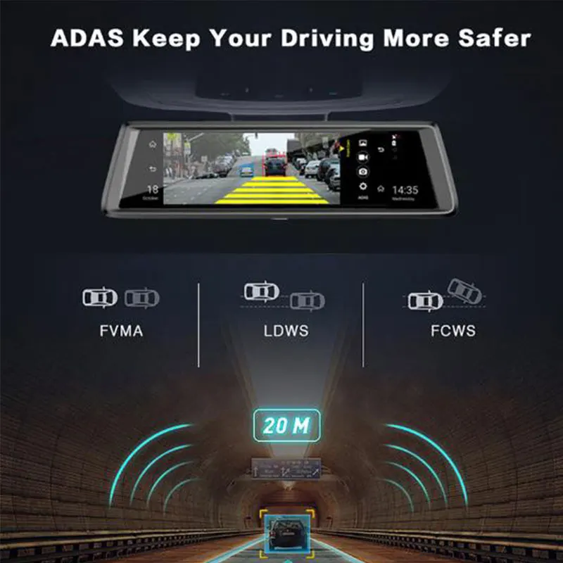 Автомобильный видеорегистратор 4G 10 &quot 1080p Android GPS навигация Wi Fi ADAS Bluetooth двойной
