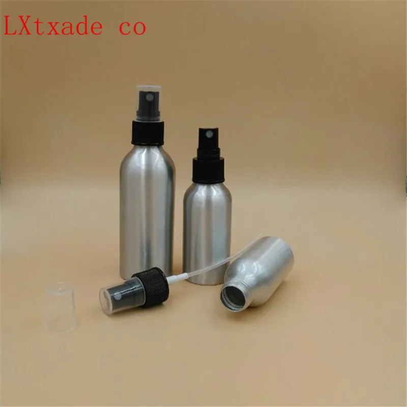 50pcs 30ml Aluminum Silver Bottles Spray Metal Black Sprayer perfume e liquid Free Shipping empty cosmetic containers packaging