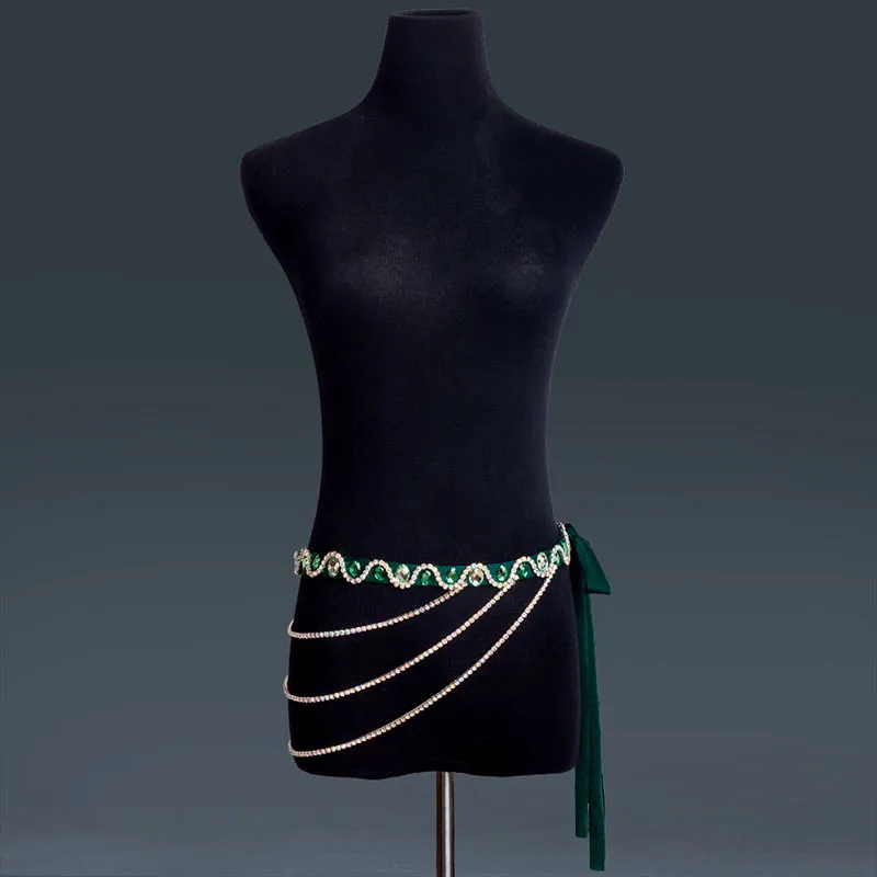 Belly Dance Accessories Women Handmade Rhinestones Waist Chain Belly Dance Costumes Hip Belt Chain Women Jewelry