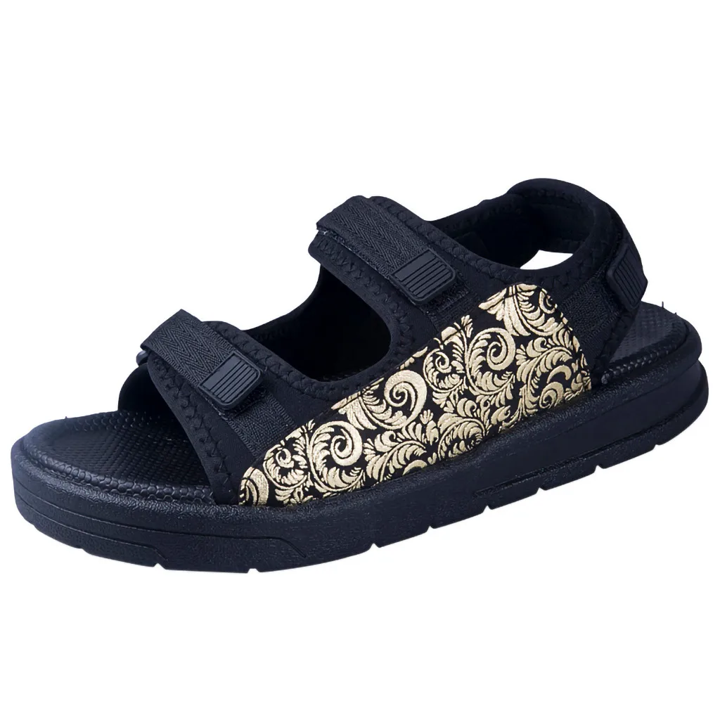 Золотой Summer Sandals Men Canvas Open Toe Korean Sandals Slipper Outdoor Sneaker Beach Rubber Flip Flops Men Water Trekking Sandals - Цвет: Золотой