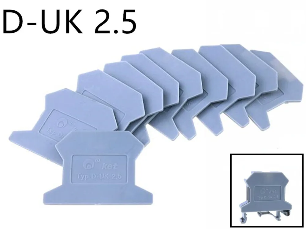 10 шт./лот D-UK2.5/1,5 Торцевая Пластина din-рейка универсальная зажим винтового типа блоки конец Кепки относится к UK2.5B UK1.5N