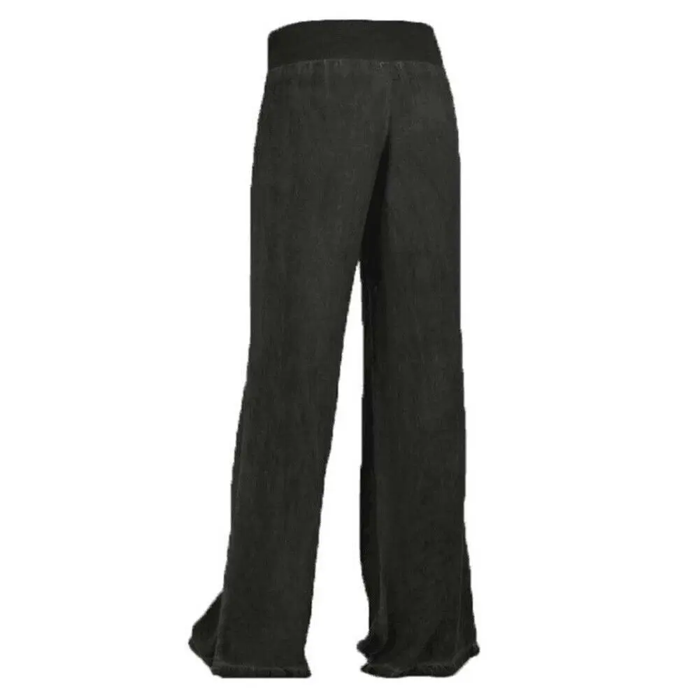 Женские свободные шаровары с широкими штанинами длинные брюки палаццо