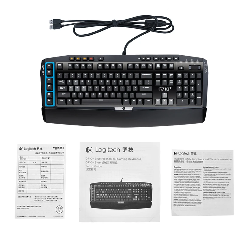 Logitech G710 + синяя Проводная игровая механическая клавиатура со светодиодной