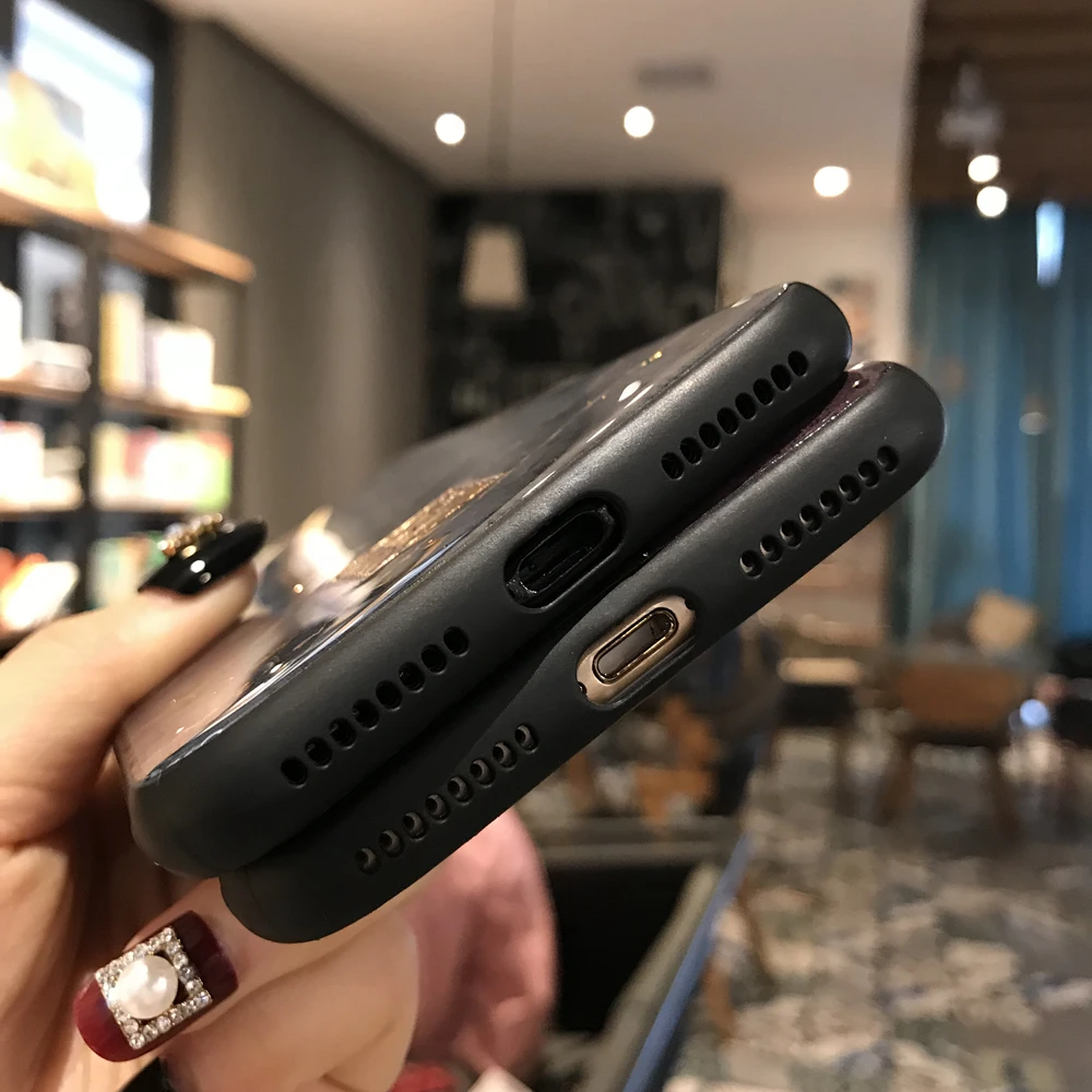 Чехол для мобильного телефона для iPhone 8 7 6 6s Plus X XS чехол для Max XR золото Фольга Блестящий Мягкий ТПУ силиконовый чехол для телефона чехол для iPhone 11 Pro Max