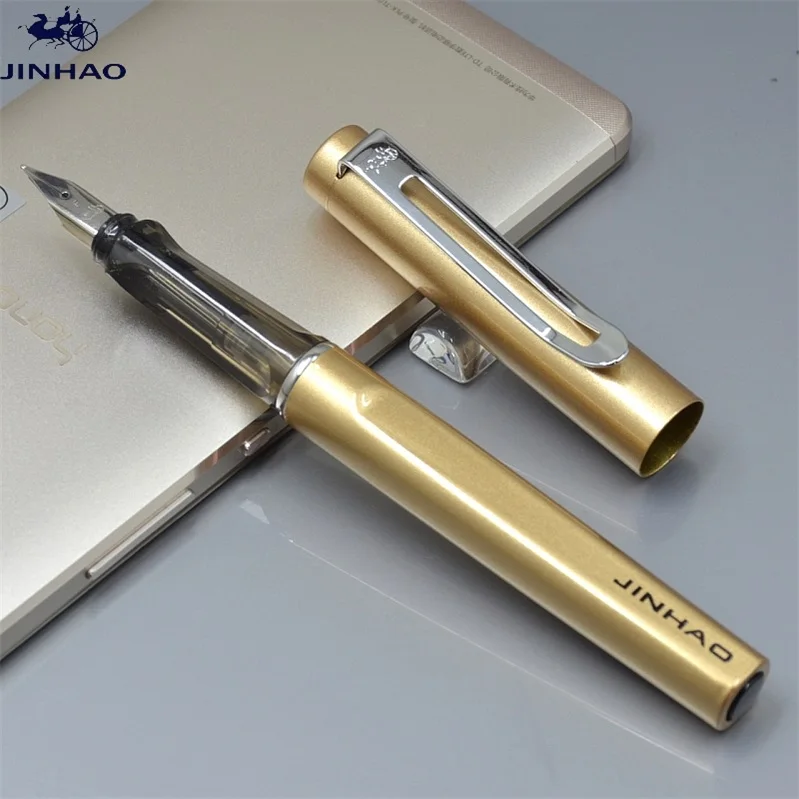Роскошные JINHAO 599 F 0,5 мм наконечник Мода металла перьевая ручка для школы офиса канцелярские Симпатичные разноцветные конфеты кавай чернила для письма ручки подарок - Цвет: 1 champagne gold