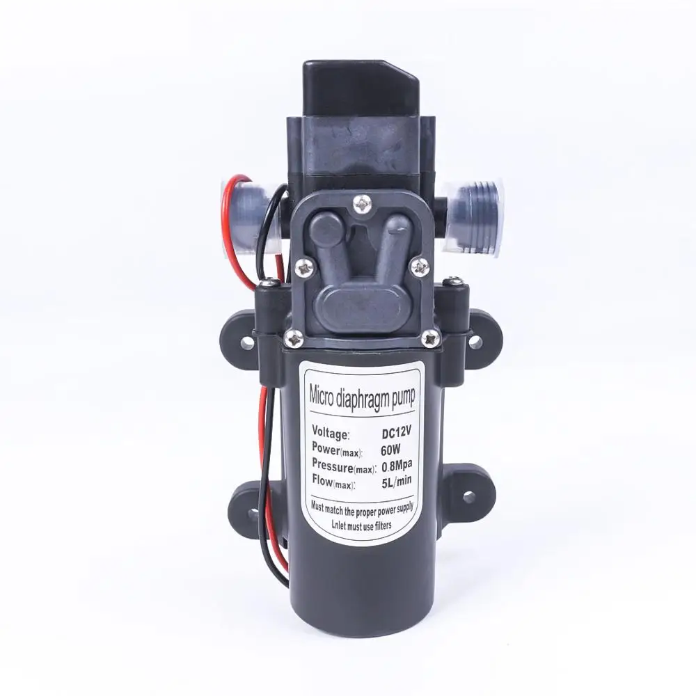 12V60W DC 12V 60W 130PSI 5L/Min водяной мембранный Водяной насос высокого давления самовсасывающий насос автоматический переключатель для сада вагон-кемпер - Напряжение: 12V60W