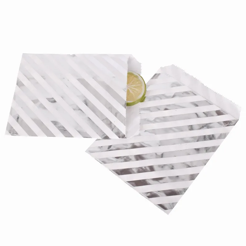 Silver Stripe 13x18 25 шт. крафт-бумажные пакеты в золотую полоску, свадебный подарок, товары для дня рождения, свадебные украшения, подарки, подарочная упаковка - Цвет: Silver Stripe 13x18