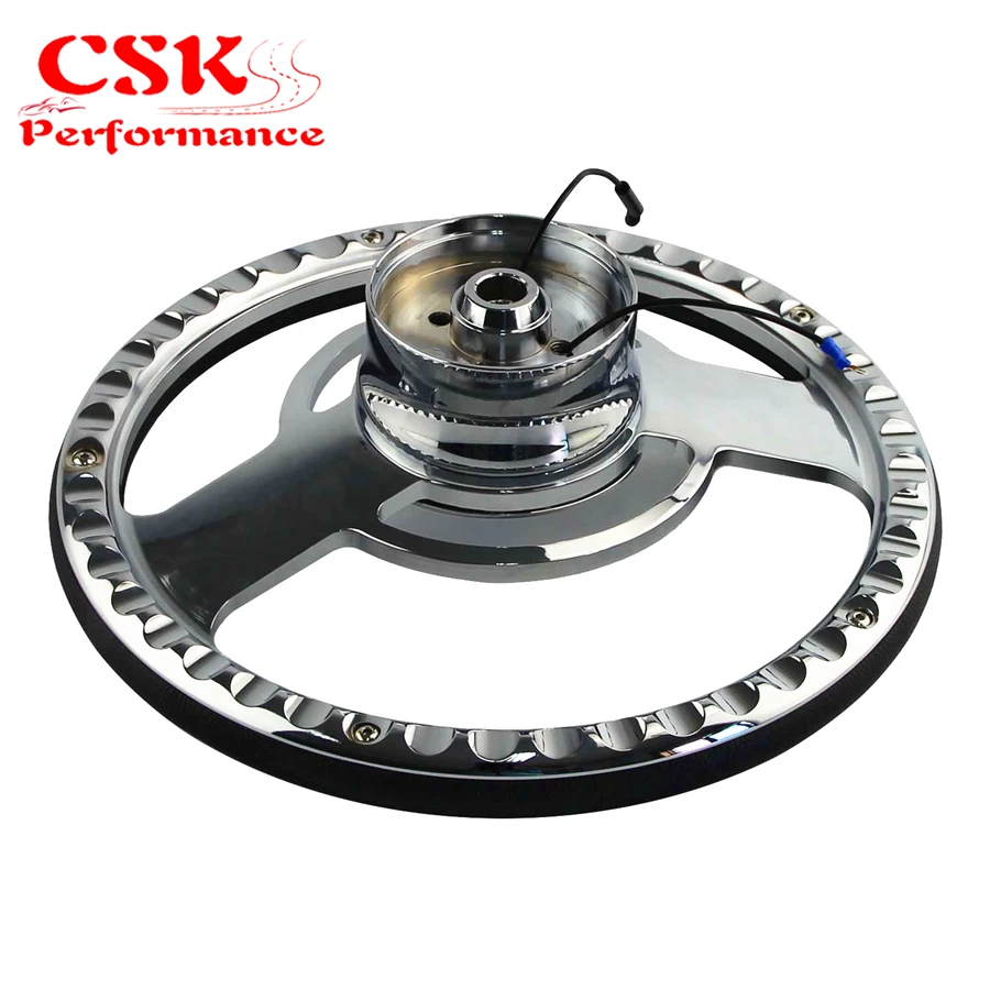 

14" 9-Bolt Nova Style Half Wrap PVC Steering Wheel +Adapter w/Horn For G M CHEVY