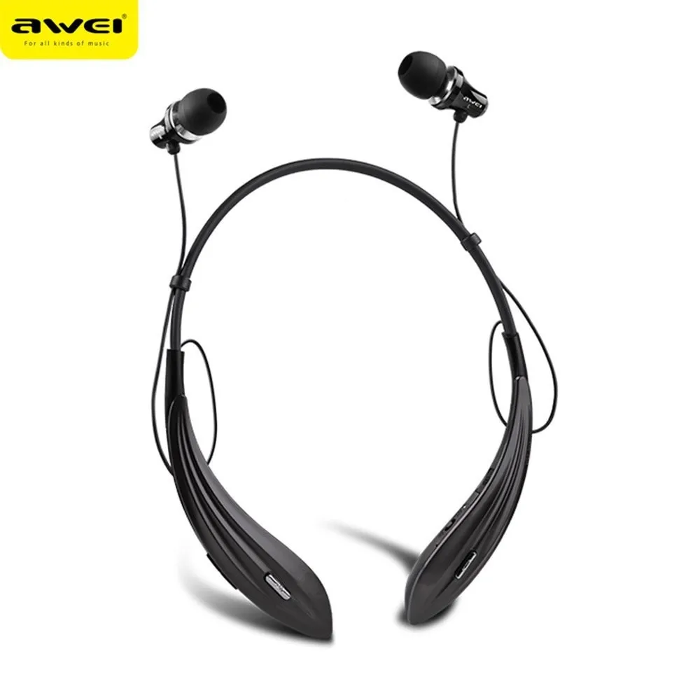 Awei спортивные hands free наушник стерео блютуз беспроводные наушники гарнитура бега с микрофоном вкладыши басс hi fi для телефона андроид Xiaomi Redmi Apple iPhone Huawei Honor Samsung Meizu Sony earbuds микронаушник
