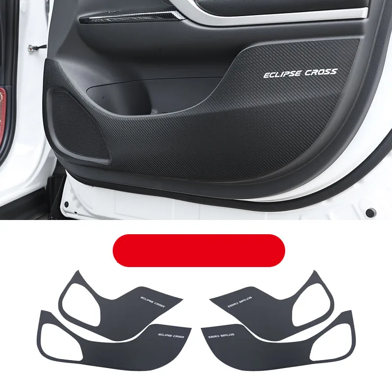carbon fiber 4pcs Защита для автомобиля с боковым краем, защита от ударов, накладки на дверь, автомобильные аксессуары для Mitsubishi ECLIPSE CROSS - Цвет: carbon fiber 4pcs