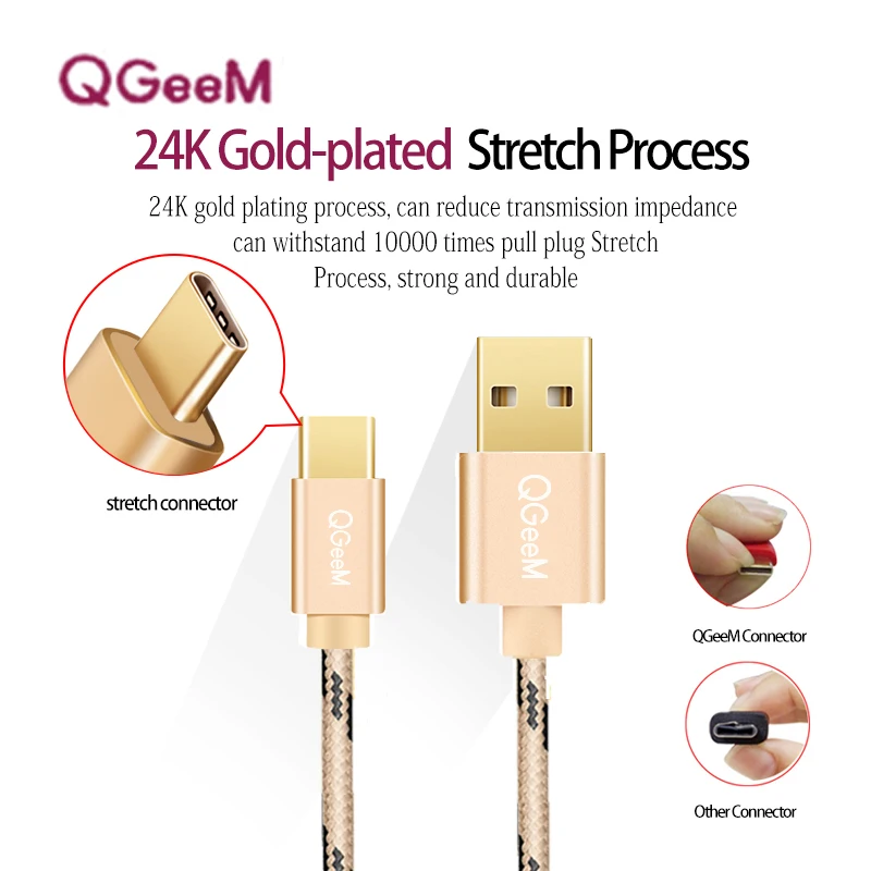 Кабель QGeeM 1 м USB Type C для Oneplus 6 кабель передачи данных Samsung S9 Huawei P20 Nintendo Switch