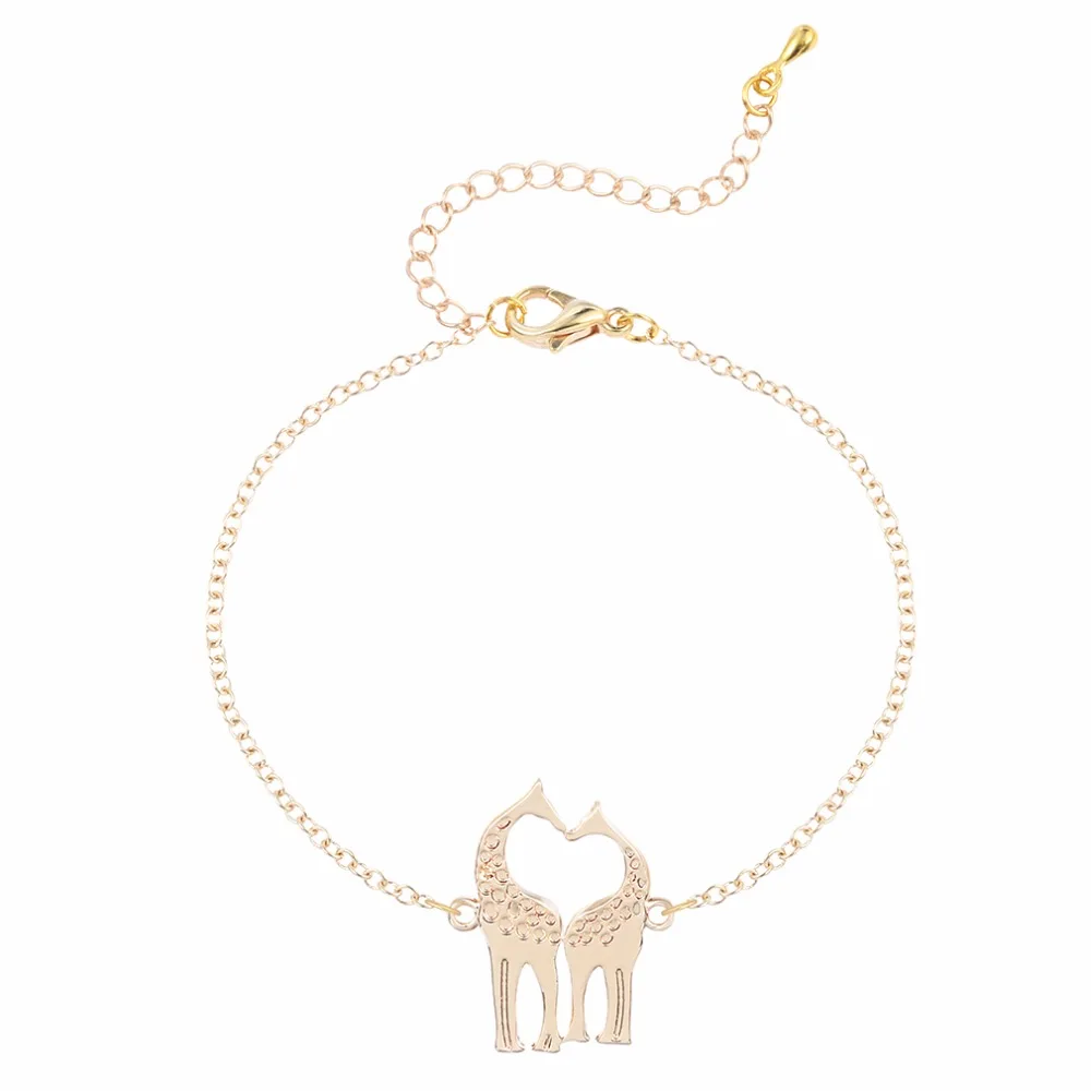 Kinitial Drop Shipping Love Giraffe Link Chain Statement Jewelry Set Necklace/Ring/Bracelet Animal Pendant | Украшения и