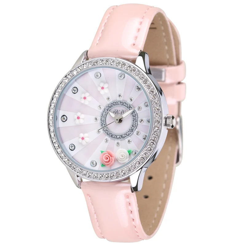 Элегантные романтичные женские часы с глиняным цветком 2015 новый стиль кварцевые
