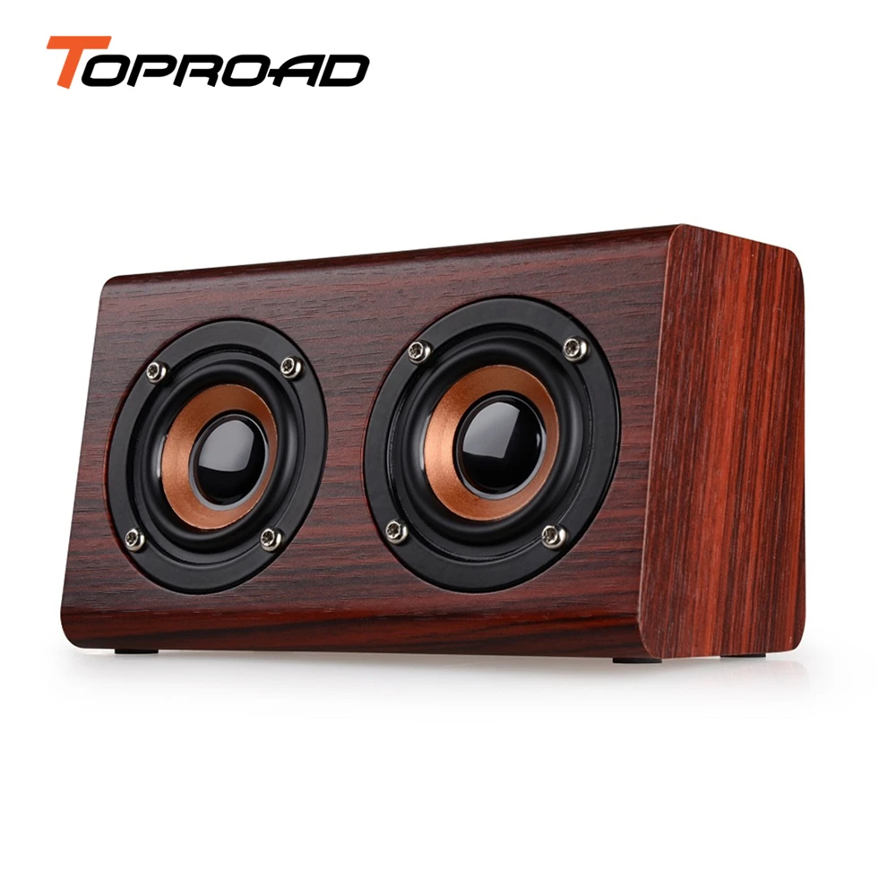 TOPROAD Ретро деревянный Bluetooth динамик Портативный hifi двойной бас громкий s caixa de som