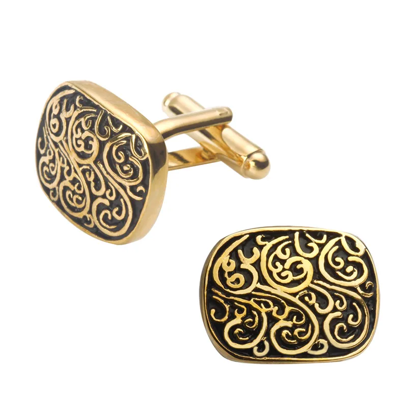 Высококачественные французские эмалевые Стильные Золотые винтажные запонки с