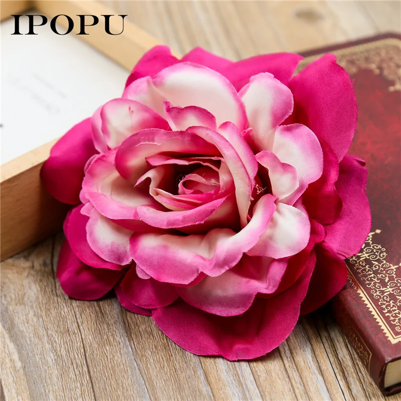 10 шт./лот, искусственные головки цветов, 10 см, для украшения свадьбы, сделай сам, венок, Подарочная коробка, цветочные шелковые вечерние розы
