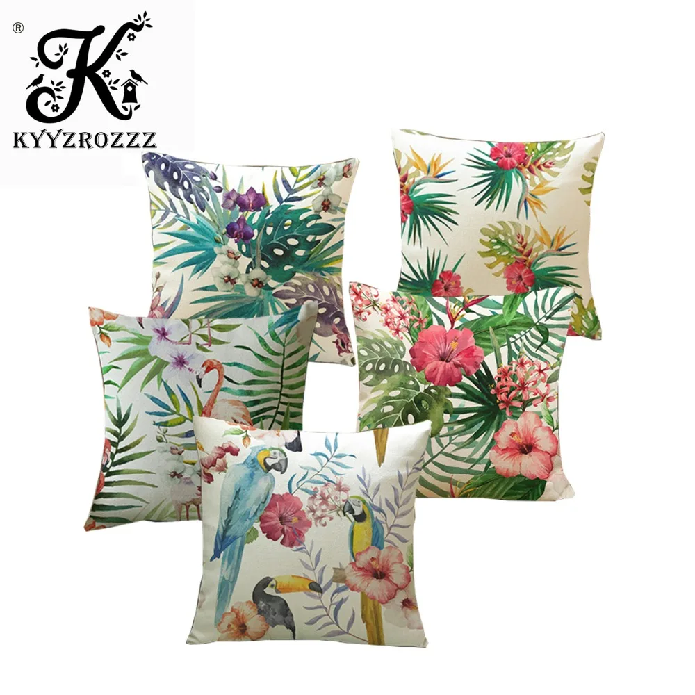 

New Tropical Plant Pillow Cushion Cover Cotton Leaves Housse Decorative Sofa Throw Pillows Cushion Cover 45x45cm