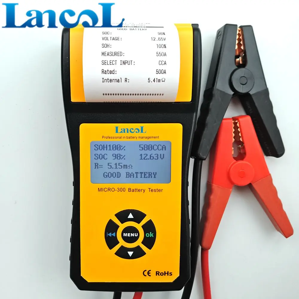 LANCOL MICRO300 цифровой автомобильный тестер нагрузки на батарею с принтером 12 В CCA