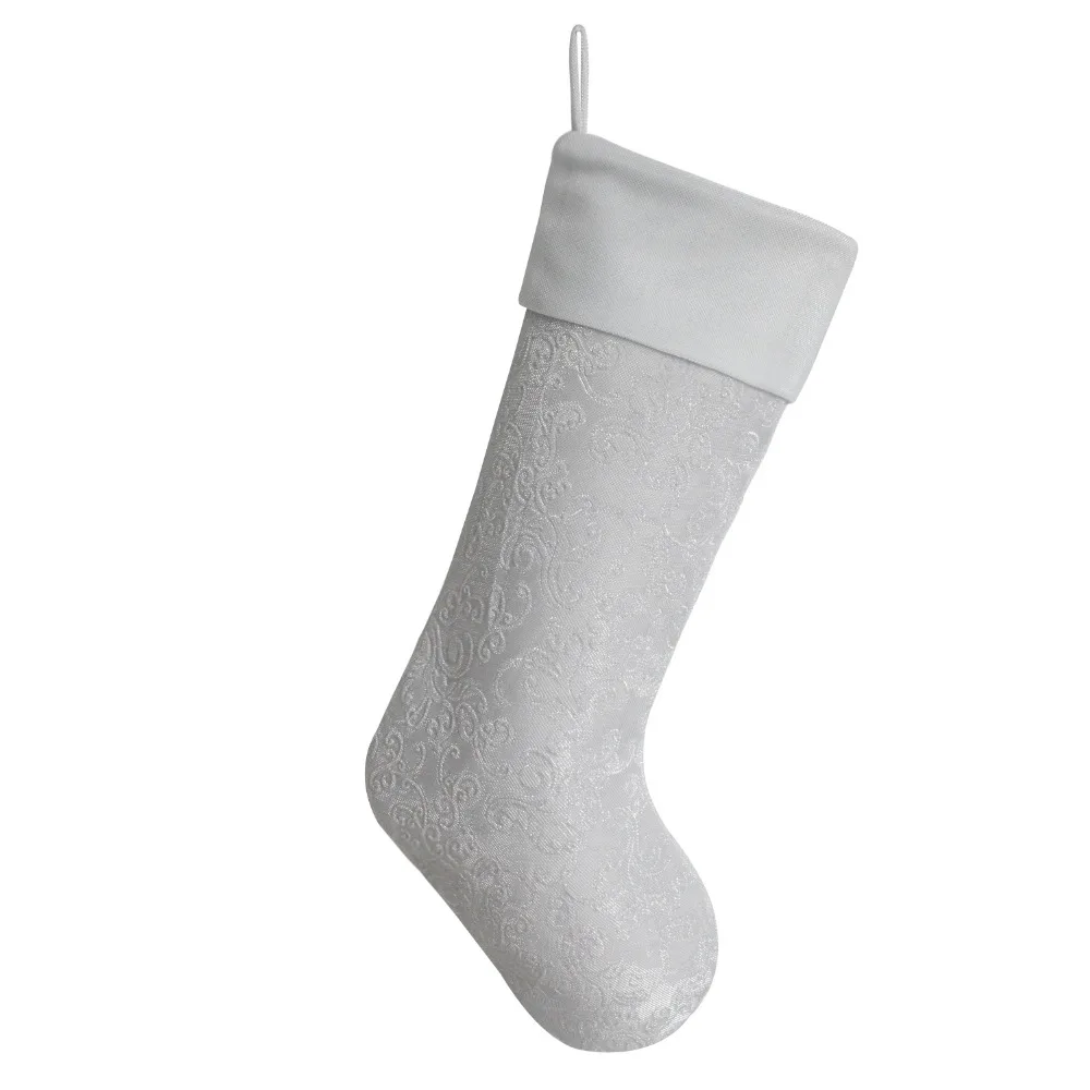 Бесплатная доставка 3D тисненые блестящие сверкающие рождественские чулки