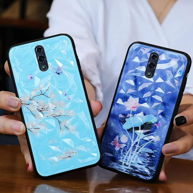 Diamond Tempered Glass Cases For Oppo Reno R17 Pro X23 F9 K1 R11 R9S R11S Plus A59 A57 A83 Coque Back Cover Soft Silicone Shell |