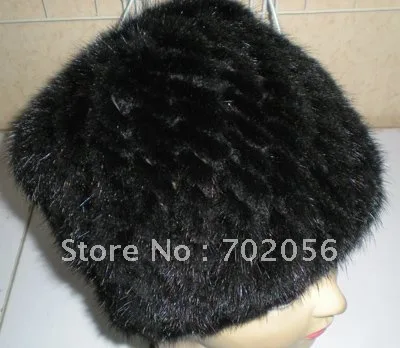 

Норковая шапка Skullies, берет, вязаная шапка, женская зимняя Великолепная #2294