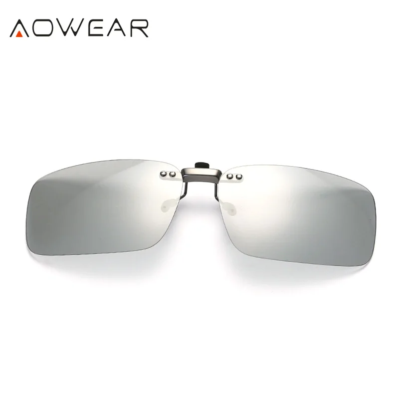 AOWEAR поляризованные фотохромные солнцезащитные очки с клипсой для мужчин, хамелеон, клипса, очки для близорукости, очки для дневного и ночного вождения, очки Oculos