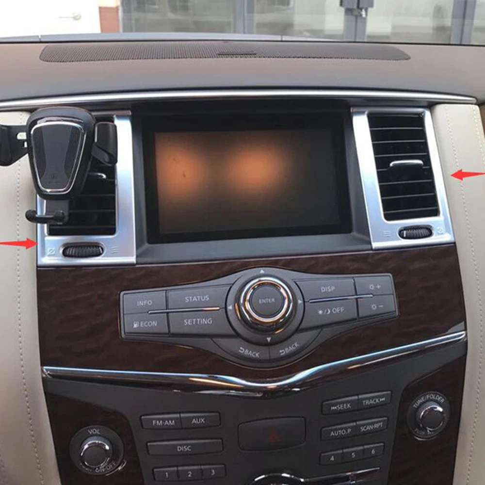Для Nissan Patrol Y62 2011- автомобильный салон, Торпедо кондиционер выходное отверстие рамка Крышка отделка 2 шт. ABS хром
