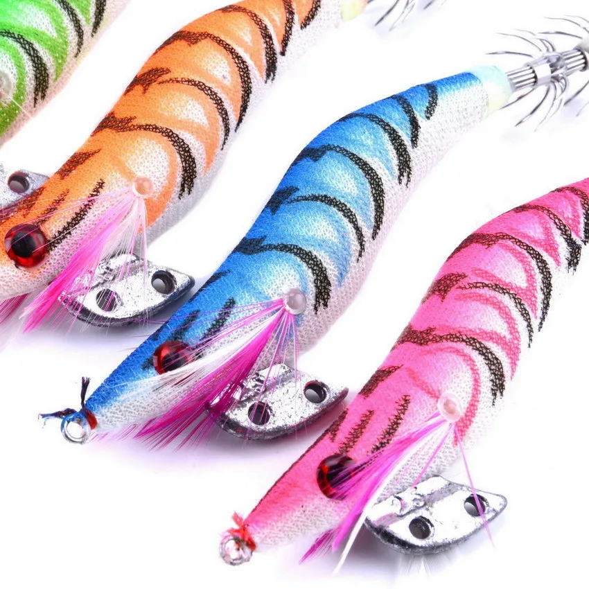 5pcs Hard Plastic Octopus Squid Jigs Hook Size 2.5# 3.0# fishing Lure Mixed Color Cuttlefish Artificial Bait Wood Shrimp tackle
