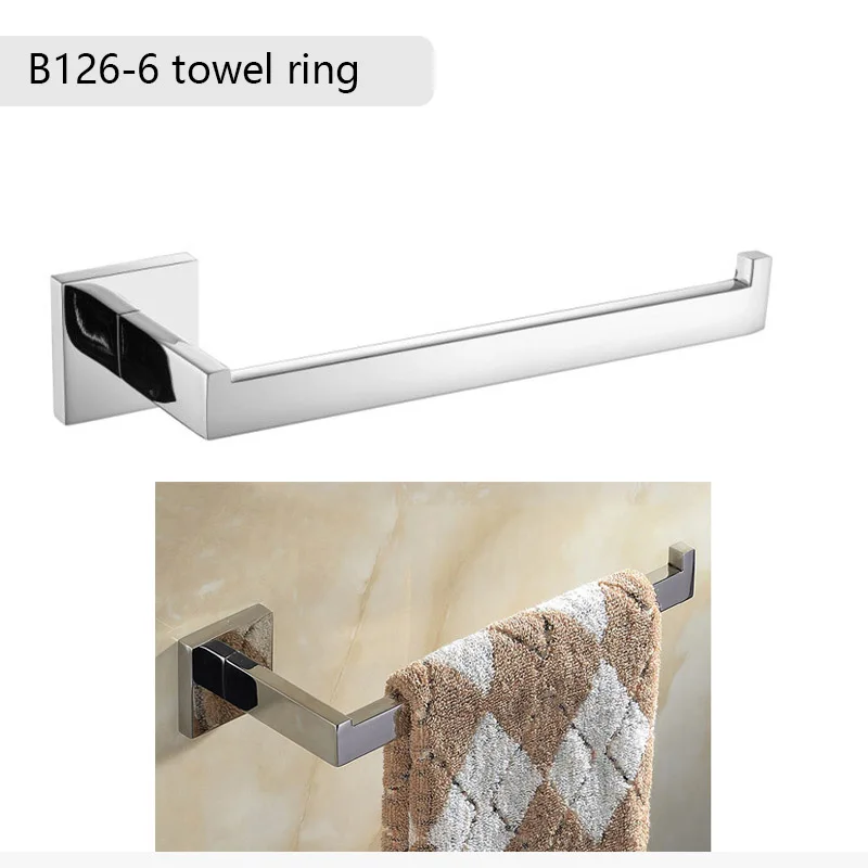 Towel ring Набор из нержавеющей стали для ванной комнаты, зеркальный хромированный полированный держатель для полотенец, держатель для туалетной бумаги, крючок для полотенец, аксессуары для ванной комнаты - Цвет: Towel ring