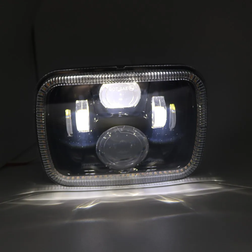 7X6 светодиодный фар 5X7 дюймов Белый DRL желтый сигнал поворота галогеновые фары