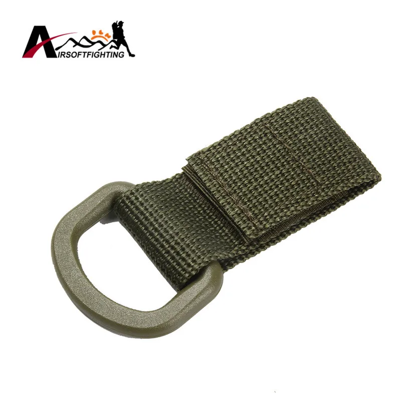 Tactical Nylon Molle Webbing Belt D-Ring Carabiner Buckle Outdoor Camping Hiking Backpack Keychain Hanger Key Hook - Цвет: Olive Drab
