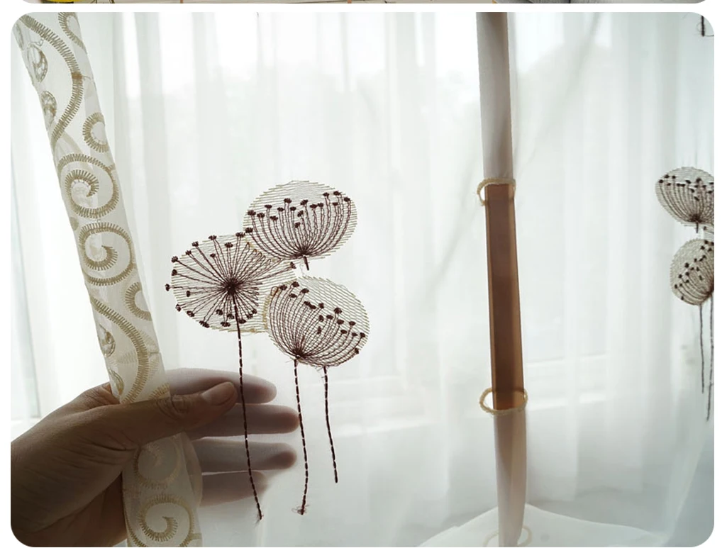 Embroidery Terylene Tulle Sheer Roman Curtains for Window Treatmen Home Decor Chic Country Style Short Curtain